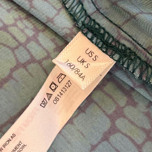 Free People Intimately Meant to Be Printed Green Satin Slip Dress Sm - Picture 8 of 10